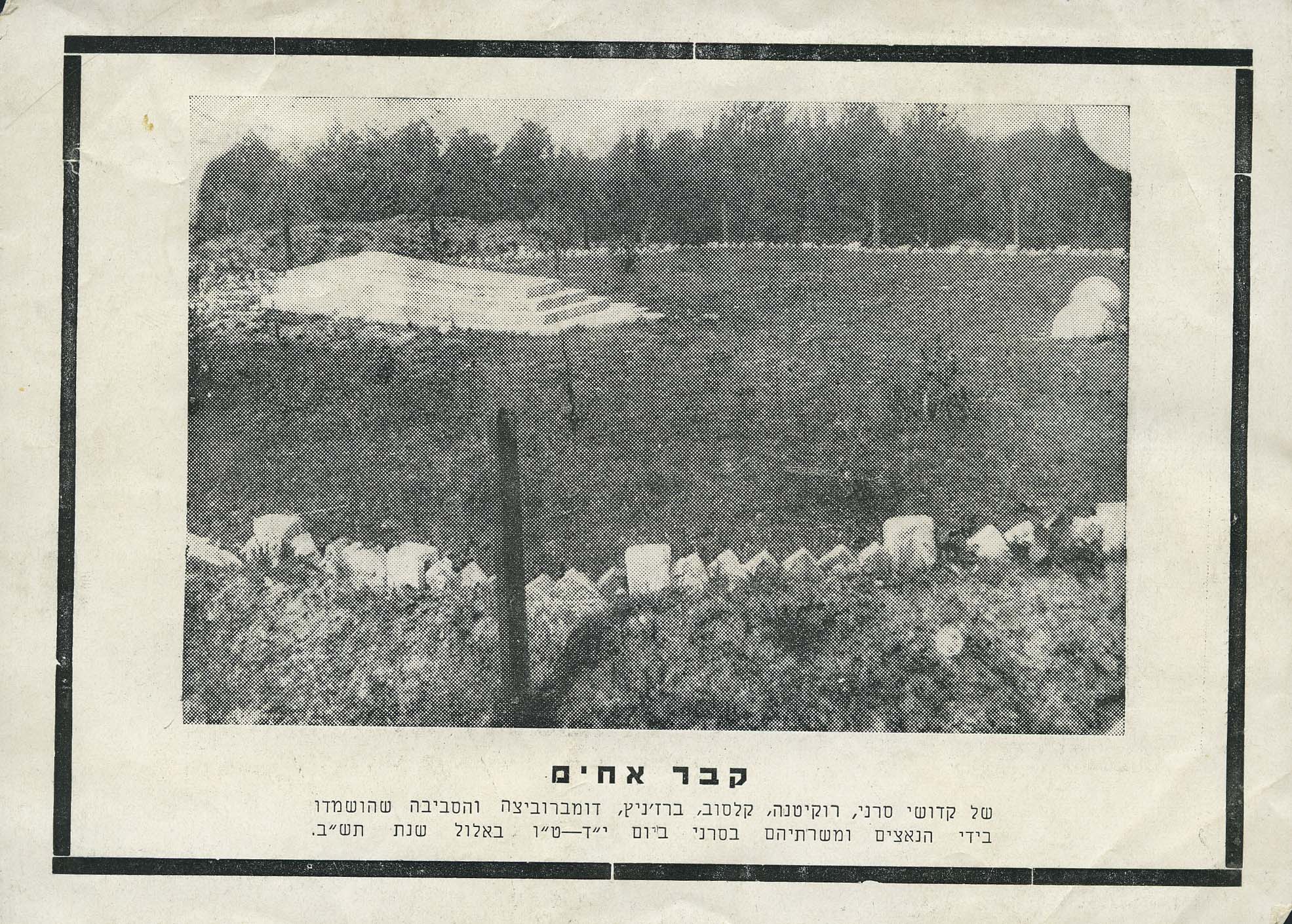 A mass grave of Jews from Bereżnica and from other localities of the Sarny County. A photo that was apparently taken in the 1950s.